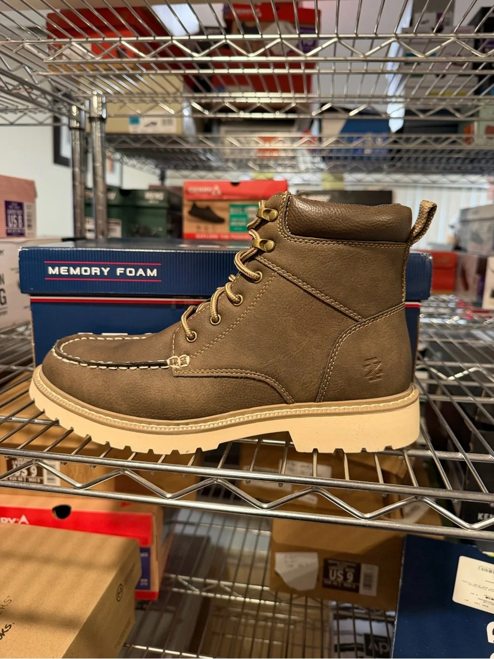 Izod Men's Brown Miles Memory Foam Lace-Up Boots Variety in Size 9 M